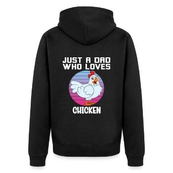Lustiger Hühner Spruch Huhn - Unisex Premium Bio Zip Hoodie - Schwarz - Hinten - Nico (187cm)