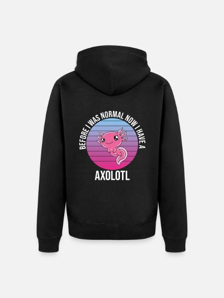 Funny Axolotl Cute Axolotl - Unisex Premium Organic Zip Hoodie - black