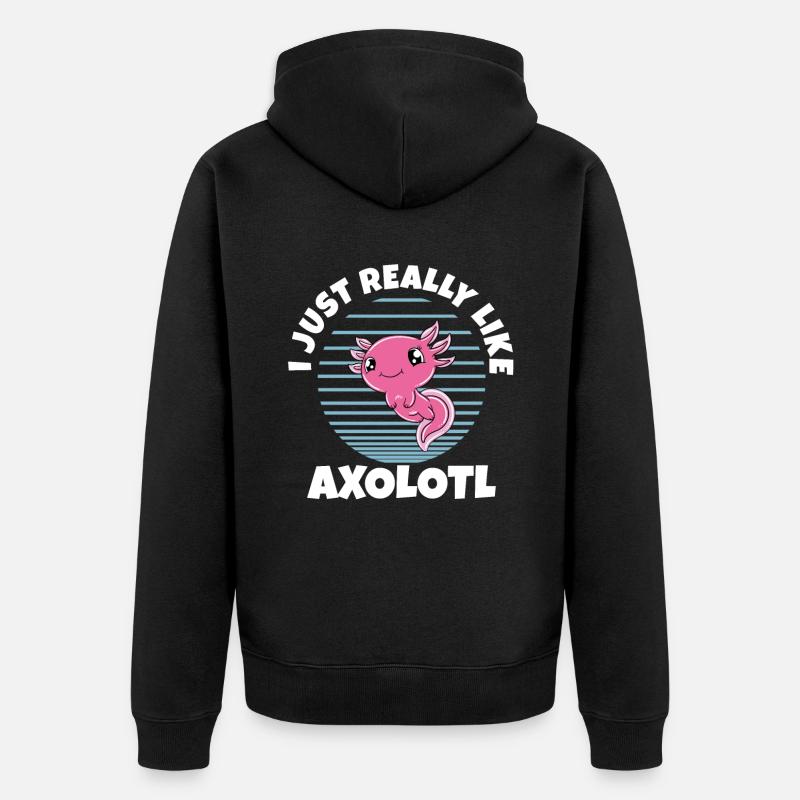 Axolotl drôle Axolotl mignon - Veste à capuche bio Premium Unisexe - noir