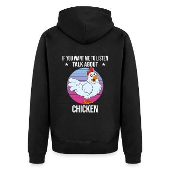 Lustiger Hühner Spruch Huhn - Unisex Premium Bio Zip Hoodie - Schwarz - Hinten - Nico (187cm)