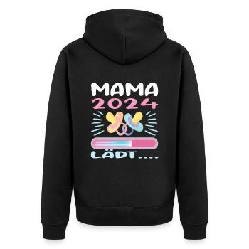 Mama 2024 werdende Mutter Schwangerschaft - Unisex Premium Bio Zip Hoodie - Schwarz - Hinten - Nico (187cm)