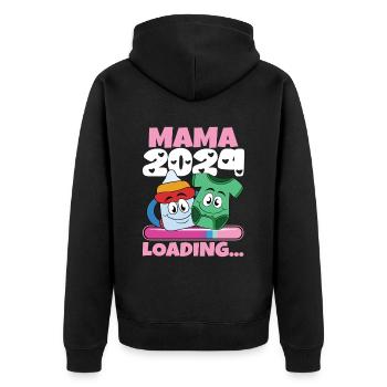 Mama 2024 werdende Mutter Schwangerschaft - Unisex Premium Bio Zip Hoodie - Schwarz - Hinten - Nico (187cm)