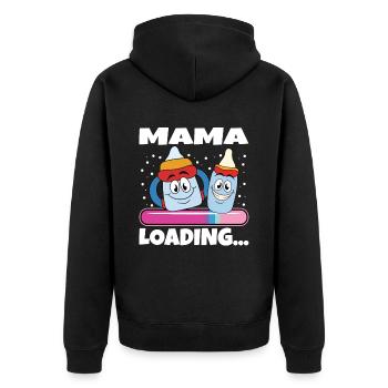 Mama 2024 werdende Mutter Schwangerschaft - Unisex Premium Bio Zip Hoodie - Schwarz - Hinten - Nico (187cm)