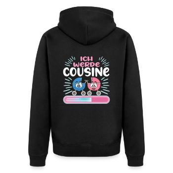 Cousine werden Cousine 2024 - Unisex Premium Bio Zip Hoodie - Schwarz - Hinten - Nico (187cm)