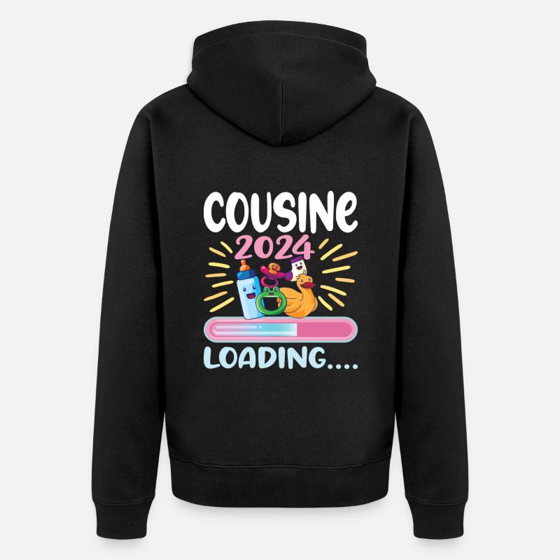 Cousine werden Cousine 2024 - Unisex Premium Bio Zip Hoodie - Schwarz