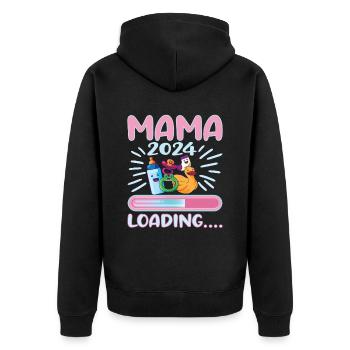 Mama 2024 werdende Mutter Schwangerschaft - Unisex Premium Bio Zip Hoodie - Schwarz - Hinten - Nico (187cm)