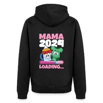 Mama 2024 werdende Mutter Schwangerschaft - Unisex Premium Bio Zip Hoodie - Schwarz - Hinten - Nico (187cm)