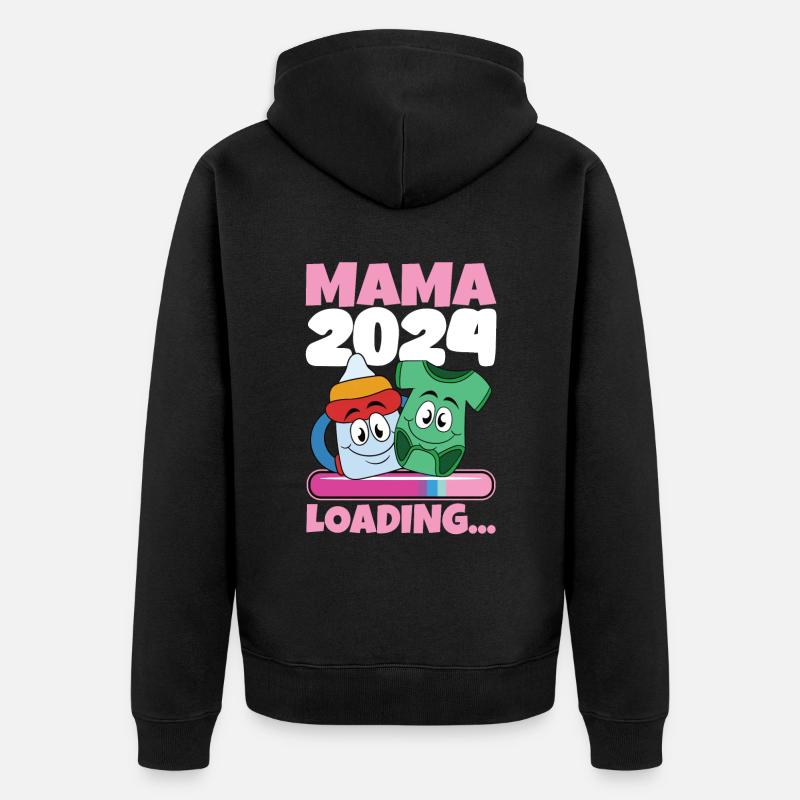 Mama 2024 werdende Mutter Schwangerschaft - Unisex Premium Bio Zip Hoodie - Schwarz