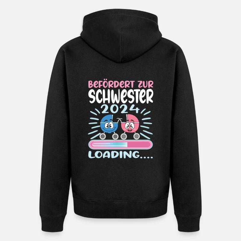 Schwester werden Schwester 2024 - Unisex Premium Bio Zip Hoodie - Schwarz