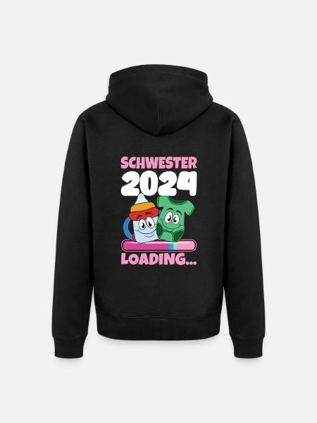 Schwester werden Schwester 2024 - Unisex Premium Bio Zip Hoodie - Schwarz