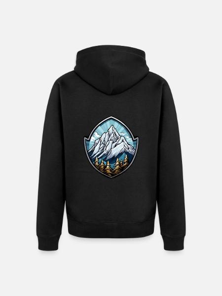 Berge Symbol Wappen - Unisex Premium Bio Zip Hoodie - Schwarz