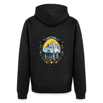 Berge Alpen - Unisex Premium Bio Zip Hoodie - Schwarz - Hinten - Nico (187cm)