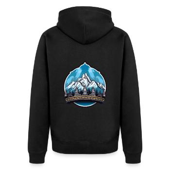 Berge Bergsteiger Symbol - Unisex Premium Bio Zip Hoodie - Schwarz - Hinten - Nico (187cm)