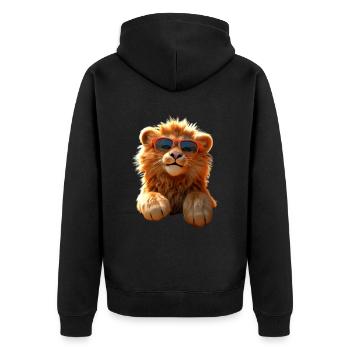 Lion avec des lunettes de soleil Les Lions sauvages aiment le Lion mignon - Veste à capuche bio Premium Unisexe - noir - Dos - Nico (187cm)