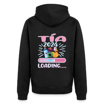 Tante 2024 Tante Werden 2024 - Unisex Premium Bio Zip Hoodie - Schwarz - Hinten - Nico (187cm)