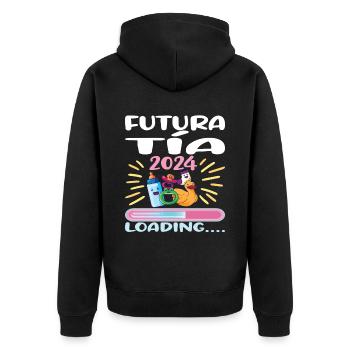 Tante 2024 Tante Werden 2024 - Unisex Premium Bio Zip Hoodie - Schwarz - Hinten - Nico (187cm)