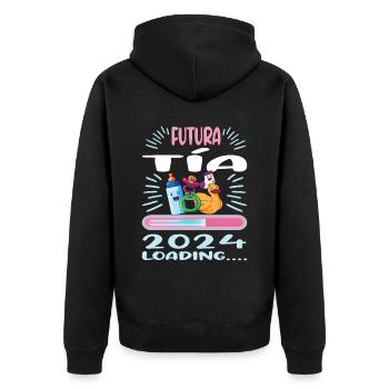 Tante 2024 Tante Werden 2024 - Unisex Premium Bio Zip Hoodie - Schwarz - Hinten - Nico (187cm)