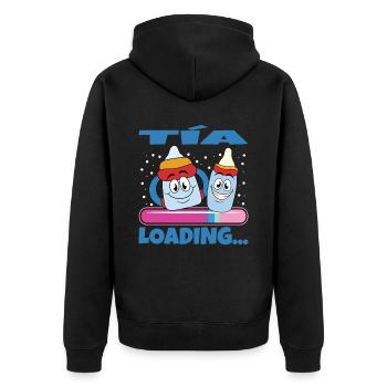 Tante 2024 Tante Werden 2024 - Unisex Premium Bio Zip Hoodie - Schwarz - Hinten - Nico (187cm)