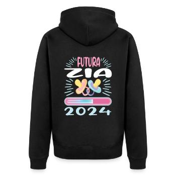 Zia 2024 Loading Tante 2024 - Unisex Premium Bio Zip Hoodie - Schwarz - Hinten - Nico (187cm)