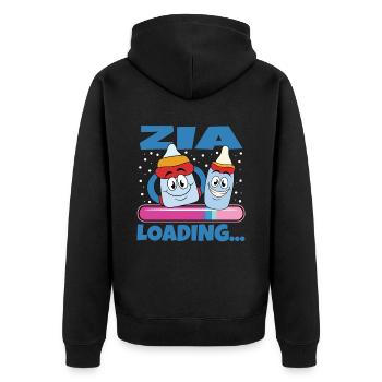 stolze tante zukünftige tante - Unisex Premium Bio Zip Hoodie - Schwarz - Hinten - Nico (187cm)