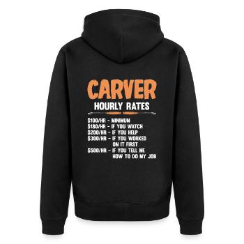 Holz schintzen Holzschnitzerei - Unisex Premium Bio Zip Hoodie - Schwarz - Hinten - Nico (187cm)