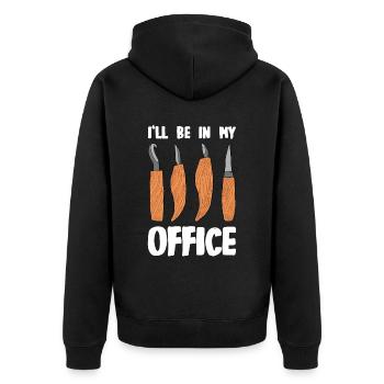 Holz schintzen Holzschnitzerei - Unisex Premium Bio Zip Hoodie - Schwarz - Hinten - Nico (187cm)