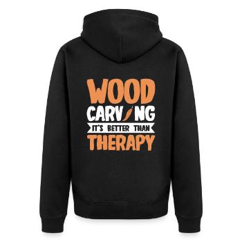 Holz schintzen Holzschnitzerei - Unisex Premium Bio Zip Hoodie - Schwarz - Hinten - Nico (187cm)