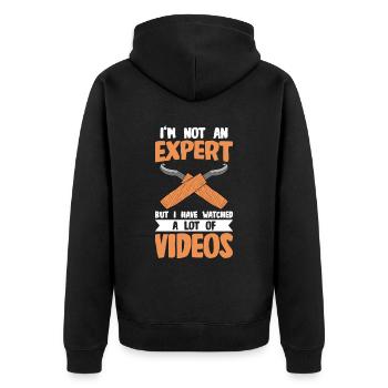 Holz schintzen Holzschnitzerei - Unisex Premium Bio Zip Hoodie - Schwarz - Hinten - Nico (187cm)