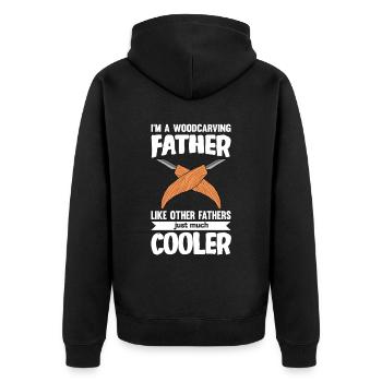 Holz schintzen Holzschnitzerei - Unisex Premium Bio Zip Hoodie - Schwarz - Hinten - Nico (187cm)