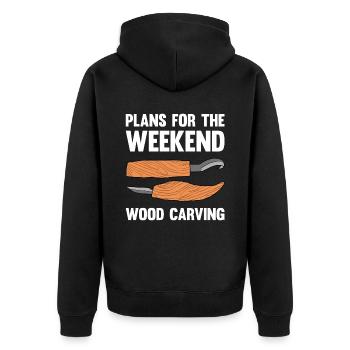 Holz schintzen Holzschnitzerei - Unisex Premium Bio Zip Hoodie - Schwarz - Hinten - Nico (187cm)