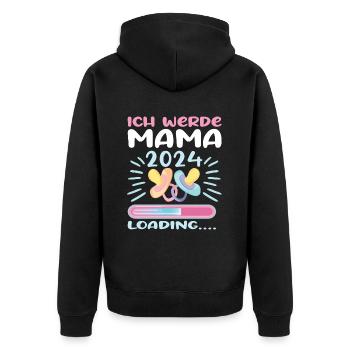 Mama 2024 werdende Mutter Schwangerschaft - Unisex Premium Bio Zip Hoodie - Schwarz - Hinten - Nico (187cm)
