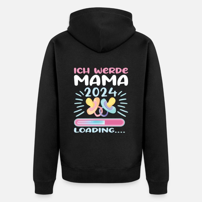 Mama 2024 werdende Mutter Schwangerschaft - Unisex Premium Bio Zip Hoodie - Schwarz