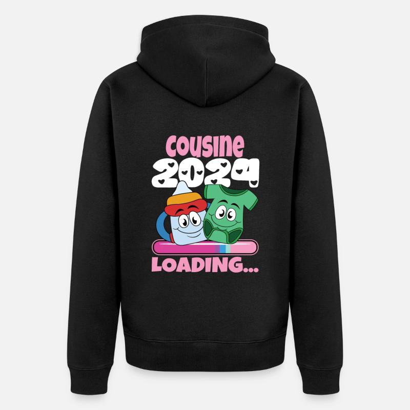 Cousine werden Cousine 2024 - Unisex Premium Bio Zip Hoodie - Schwarz