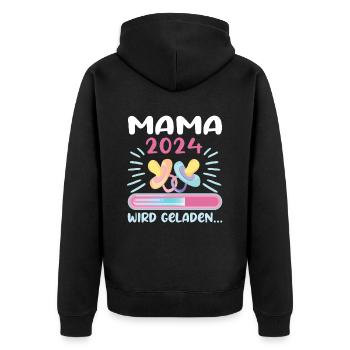 Mama 2024 werdende Mutter Schwangerschaft - Unisex Premium Bio Zip Hoodie - Schwarz - Hinten - Nico (187cm)