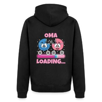 Oma 2024 werdende Oma 2024 Loading - Unisex Premium Bio Zip Hoodie - Schwarz - Hinten - Nico (187cm)