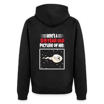 Spermie Hier Ist Ein Altes Bild Von Mir - Unisex Premium Bio Zip Hoodie - Schwarz - Hinten - Nico (187cm)