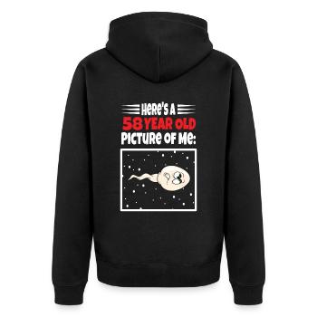Spermie Hier Ist Ein Altes Bild Von Mir - Unisex Premium Bio Zip Hoodie - Schwarz - Hinten - Nico (187cm)
