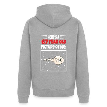 Spermie Hier Ist Ein Altes Bild Von Mir - Unisex Premium Bio Zip Hoodie - Grau meliert - Hinten - Nico (187cm)