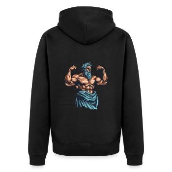 Bodybuilder Mythologie Bodybuilding Muskeln - Unisex Premium Bio Zip Hoodie - Schwarz - Hinten - Nico (187cm)