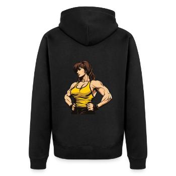 Femme Fitness Muscles Workout Gym Fille - Veste à capuche bio Premium Unisexe - noir - Dos - Nico (187cm)