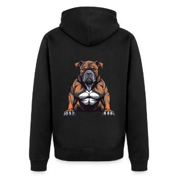 Hund Muskeln Workout Gym Martial Arts MMA - Unisex Premium Bio Zip Hoodie - Schwarz - Hinten - Nico (187cm)