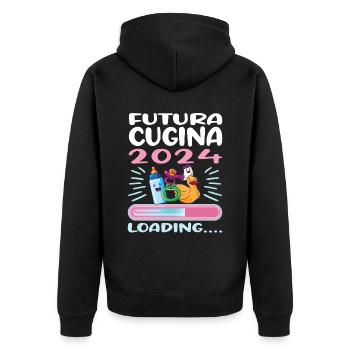 Cousine werden Cousine 2024 - Unisex Premium Bio Zip Hoodie - Schwarz - Hinten - Nico (187cm)