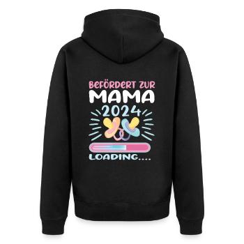 Mama 2024 werdende Mutter Schwangerschaft - Unisex Premium Bio Zip Hoodie - Schwarz - Hinten - Nico (187cm)
