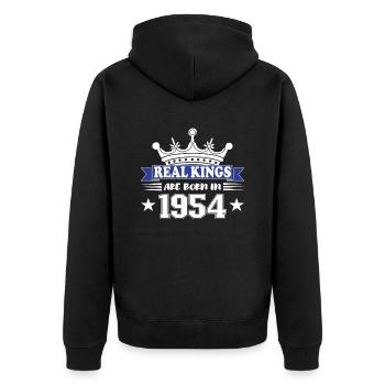 Geburtstagsgeschenk 1954 Jahrgang 1954 - Unisex Premium Bio Zip Hoodie - Schwarz - Hinten - Nico (187cm)