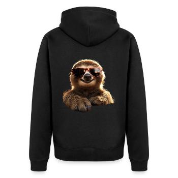 Sloth, Morning Grouch, Loafer, Cute Sloths - Unisex Premium Organic Zip Hoodie - black - Back - Nico (187cm)