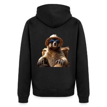 Sloth, Morning Grouch, Loafer, Cute Sloths - Unisex Premium Organic Zip Hoodie - black - Back - Nico (187cm)