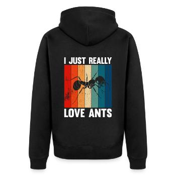 Antkeeping Ameisenzucht Ameisen - Unisex Premium Bio Zip Hoodie - Schwarz - Hinten - Nico (187cm)