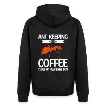 Antkeeping Ameisenzucht Ameisen - Unisex Premium Bio Zip Hoodie - Schwarz - Hinten - Nico (187cm)