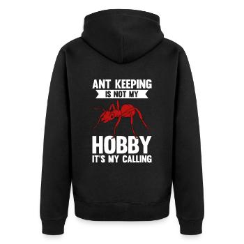 Antkeeping Ameisenzucht Ameisen - Unisex Premium Bio Zip Hoodie - Schwarz - Hinten - Nico (187cm)