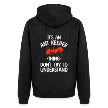 Antkeeping Ameisenzucht Ameisen - Unisex Premium Bio Zip Hoodie - Schwarz - Hinten - Nico (187cm)